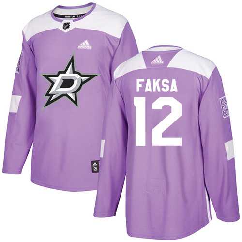 Men's Adidas Dallas Stars #12 Radek Faksa Purple Authentic Fights Cancer Stitched NHL