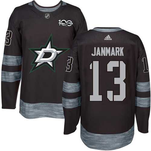 Men's Adidas Dallas Stars #13 Mattias Janmark Black 1917-2017 100th Anniversary Stitched NHL Jersey