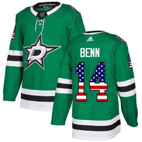 Men's Adidas Dallas Stars #14 Jamie Benn Green Home Authentic USA Flag Stitched NHL Jersey