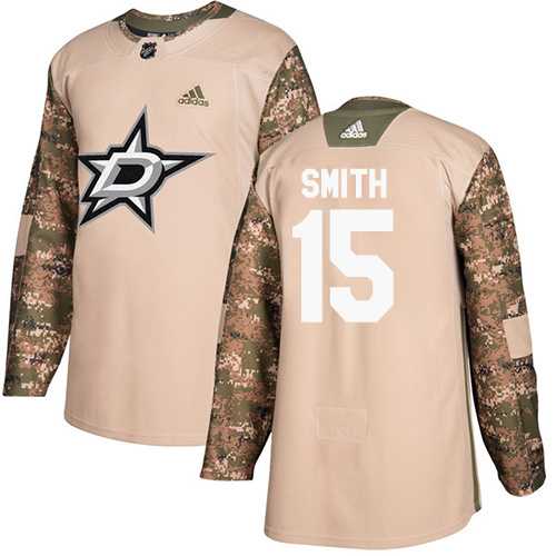 Men's Adidas Dallas Stars #15 Bobby Smith Camo Authentic 2017 Veterans Day Stitched NHL Jersey