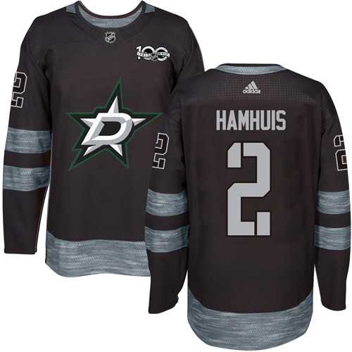 Men's Adidas Dallas Stars #2 Dan Hamhuis Black 1917-2017 100th Anniversary Stitched NHL Jersey