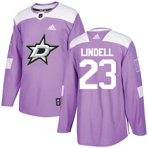 Men's Adidas Dallas Stars #23 Esa Lindell Purple Authentic Fights Cancer Stitched NHL