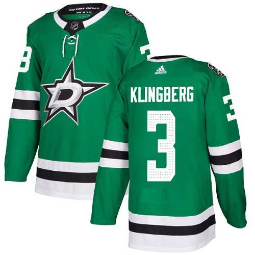 Men's Adidas Dallas Stars #3 John Klingberg Green Home Authentic Stitched NHL Jersey