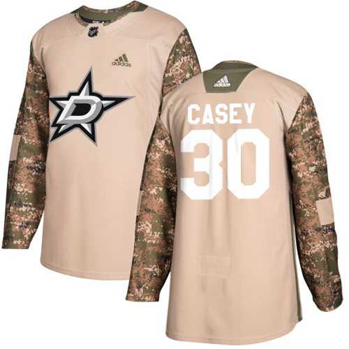 Men's Adidas Dallas Stars #30 Jon Casey Camo Authentic 2017 Veterans Day Stitched NHL Jersey