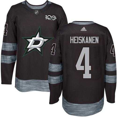 Men's Adidas Dallas Stars #4 Miro Heiskanen Black 1917-2017 100th Anniversary Stitched NHL
