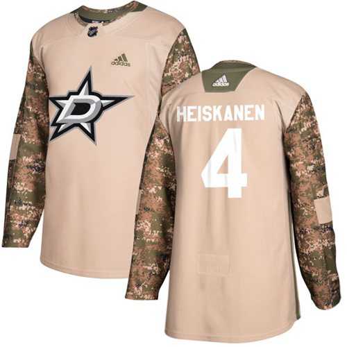 Men's Adidas Dallas Stars #4 Miro Heiskanen Camo Authentic 2017 Veterans Day Stitched NHL Jersey