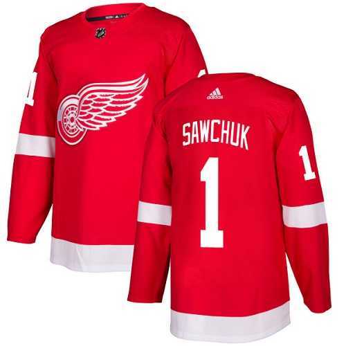 Men's Adidas Detroit Red Wings #1 Terry Sawchuk Red Home Authentic Stitched NHL Jersey