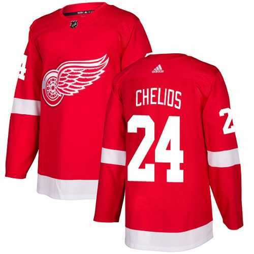 Men's Adidas Detroit Red Wings #24 Chris Chelios Red Home Authentic Stitched NHL Jersey