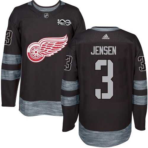 Men's Adidas Detroit Red Wings #3 Nick Jensen Black 1917-2017 100th Anniversary Stitched NHL Jersey