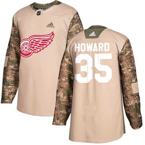 Men's Adidas Detroit Red Wings #35 Jimmy Howard Camo Authentic 2017 Veterans Day Stitched NHL Jersey