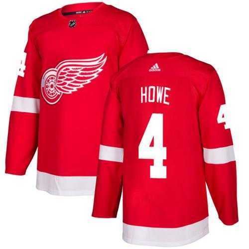 Men's Adidas Detroit Red Wings #4 Gordie Howe Red Home Authentic Stitched NHL Jersey
