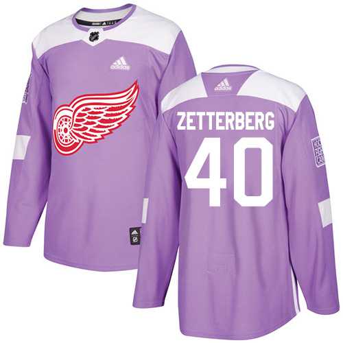 Men's Adidas Detroit Red Wings #40 Henrik Zetterberg Purple Authentic Fights Cancer Stitched NHL