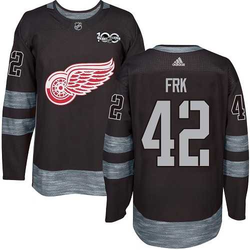 Men's Adidas Detroit Red Wings #42 Martin Frk Black 1917-2017 100th Anniversary Stitched NHL Jersey