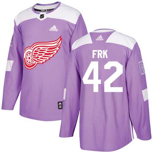 Men's Adidas Detroit Red Wings #42 Martin Frk Purple Authentic Fights Cancer Stitched NHL