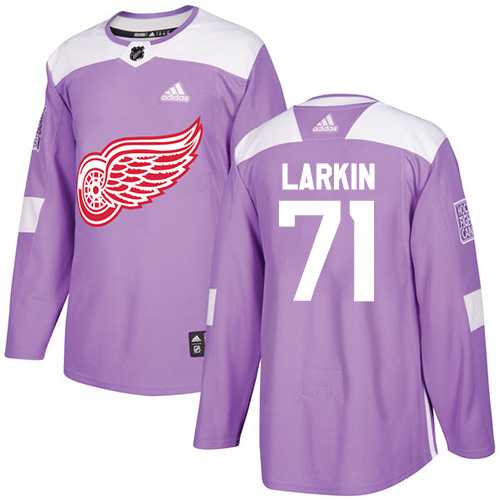 Men's Adidas Detroit Red Wings #71 Dylan Larkin Purple Authentic Fights Cancer Stitched NHL