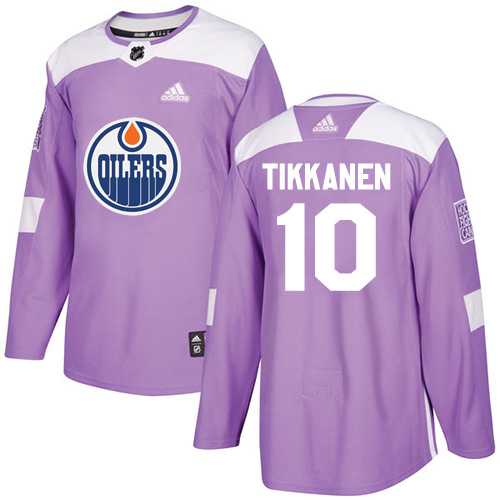 Men's Adidas Edmonton Oilers #10 Esa Tikkanen Purple Authentic Fights Cancer Stitched NHL