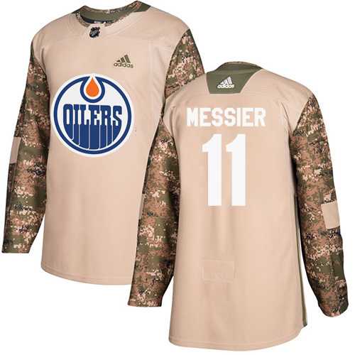 Men's Adidas Edmonton Oilers #11 Mark Messier Camo Authentic 2017 Veterans Day Stitched NHL Jersey