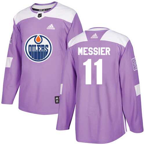 Men's Adidas Edmonton Oilers #11 Mark Messier Purple Authentic Fights Cancer Stitched NHL