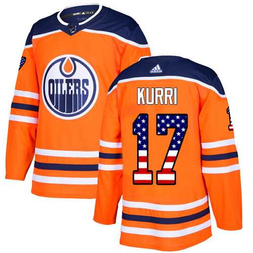 Men's Adidas Edmonton Oilers #17 Jari Kurri Orange Home Authentic USA Flag Stitched NHL Jersey