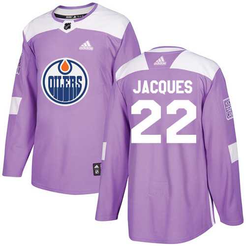 Men's Adidas Edmonton Oilers #22 Jean-Francois Jacques Purple Authentic Fights Cancer Stitched NHL