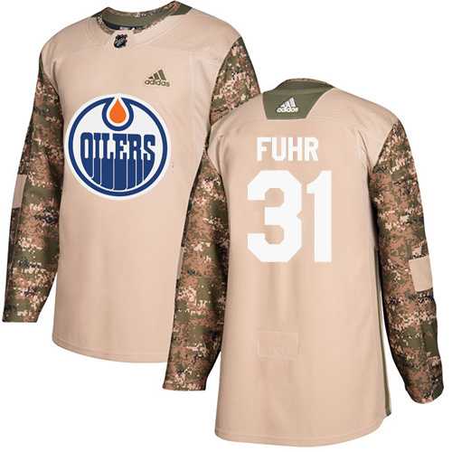 Men's Adidas Edmonton Oilers #31 Grant Fuhr Camo Authentic 2017 Veterans Day Stitched NHL Jersey