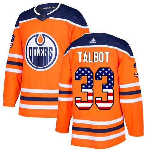 Men's Adidas Edmonton Oilers #33 Cam Talbot Orange Home Authentic USA Flag Stitched NHL Jersey