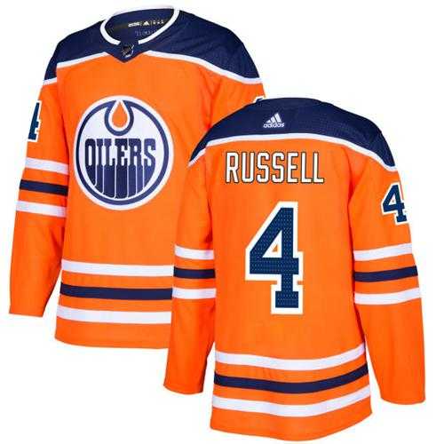 Men's Adidas Edmonton Oilers #4 Kris Russell Orange Home Authentic Stitched NHL Jersey