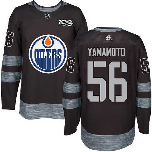 Men's Adidas Edmonton Oilers #56 Kailer Yamamoto Black 1917-2017 100th Anniversary Stitched NHL Jersey