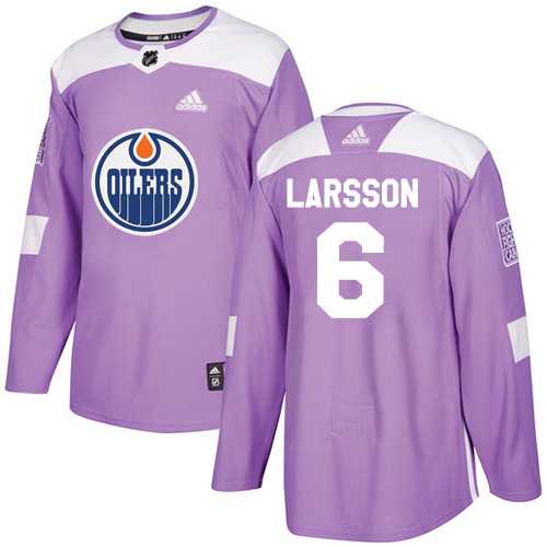 Men's Adidas Edmonton Oilers #6 Adam Larsson Purple Authentic Fights Cancer Stitched NHL
