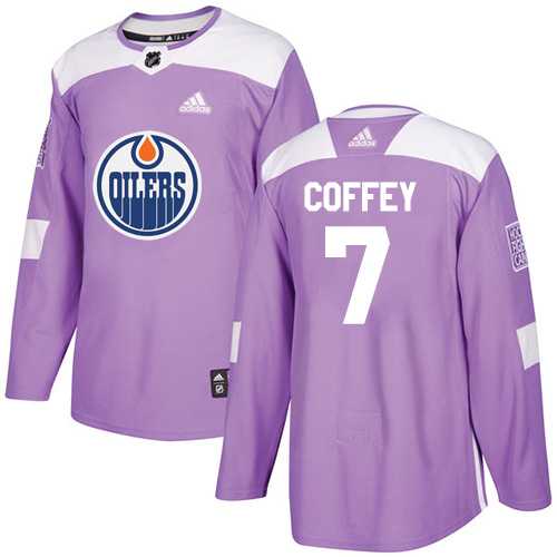 Men's Adidas Edmonton Oilers #7 Paul Coffey Purple Authentic Fights Cancer Stitched NHL