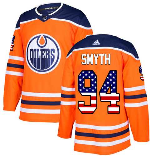 Men's Adidas Edmonton Oilers #94 Ryan Smyth Orange Home Authentic USA Flag Stitched NHL Jersey
