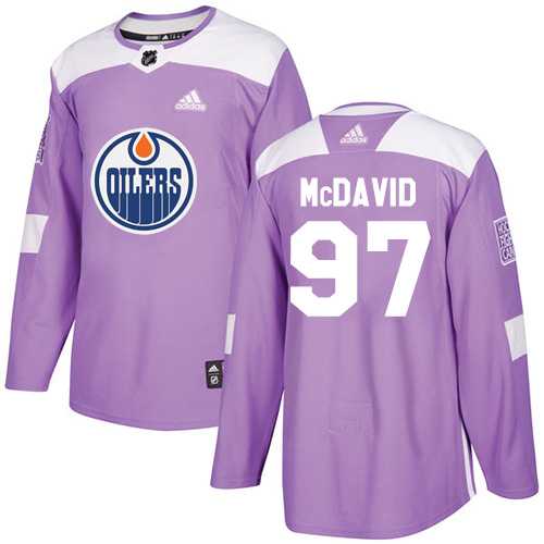 Men's Adidas Edmonton Oilers #97 Connor McDavid Purple Authentic Fights Cancer Stitched NHL
