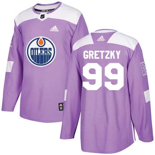 Men's Adidas Edmonton Oilers #99 Wayne Gretzky Purple Authentic Fights Cancer Stitched NHL