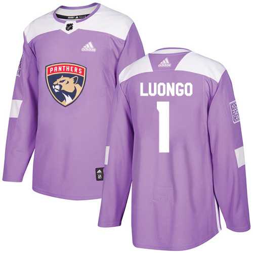 Men's Adidas Florida Panthers #1 Roberto Luongo Purple Authentic Fights Cancer Stitched NHL