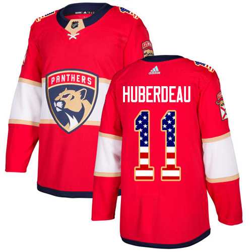 Men's Adidas Florida Panthers #11 Jonathan Huberdeau Red Home Authentic USA Flag Stitched NHL Jersey