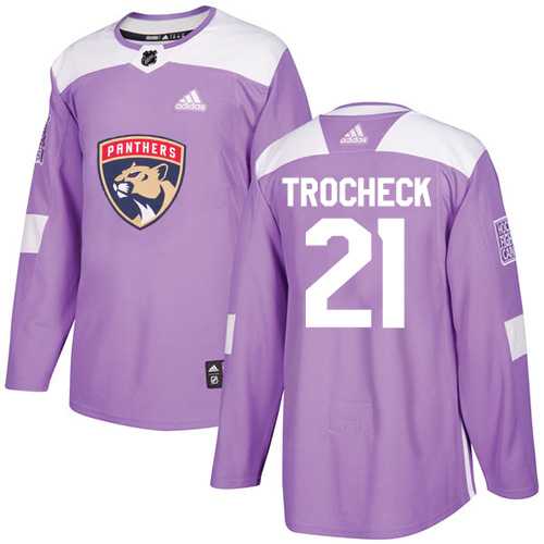 Men's Adidas Florida Panthers #21 Vincent Trocheck Purple Authentic Fights Cancer Stitched NHL