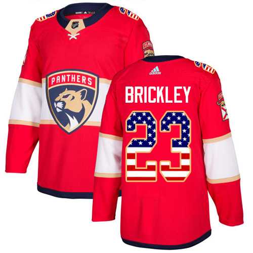 Men's Adidas Florida Panthers #23 Connor Brickley Red Home Authentic USA Flag Stitched NHL Jersey