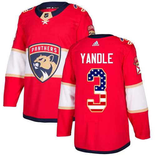 Men's Adidas Florida Panthers #3 Keith Yandle Red Home Authentic USA Flag Stitched NHL Jersey