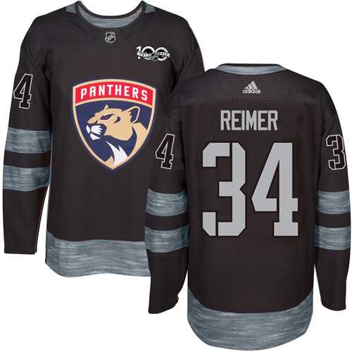 Men's Adidas Florida Panthers #34 James Reimer Black 1917-2017 100th Anniversary Stitched NHL Jersey