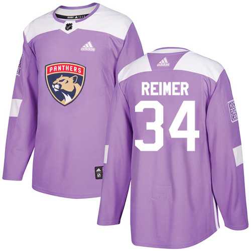 Men's Adidas Florida Panthers #34 James Reimer Purple Authentic Fights Cancer Stitched NHL