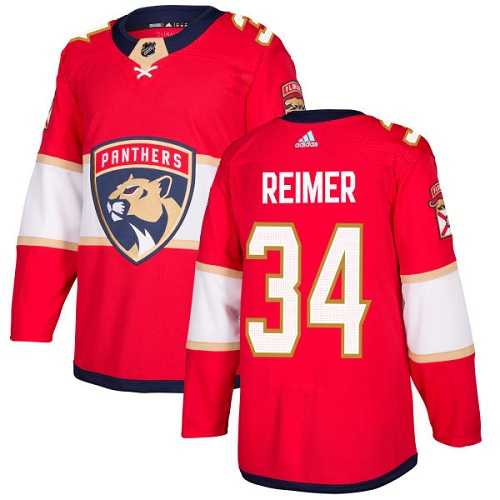 Men's Adidas Florida Panthers #34 James Reimer Red Home Authentic Stitched NHL Jersey