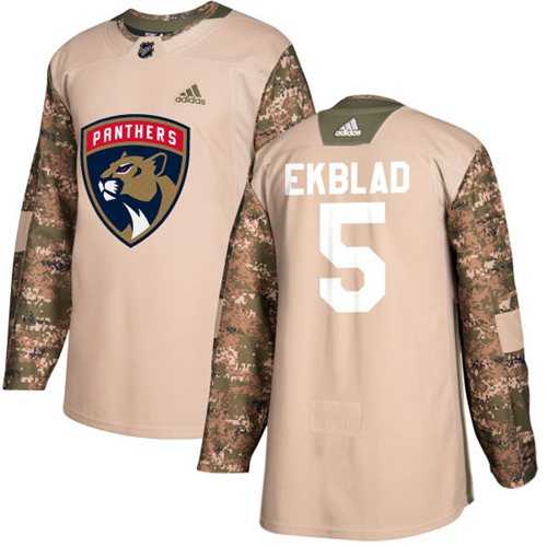 Men's Adidas Florida Panthers #5 Aaron Ekblad Camo Authentic 2017 Veterans Day Stitched NHL Jersey