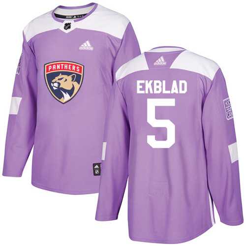 Men's Adidas Florida Panthers #5 Aaron Ekblad Purple Authentic Fights Cancer Stitched NHL