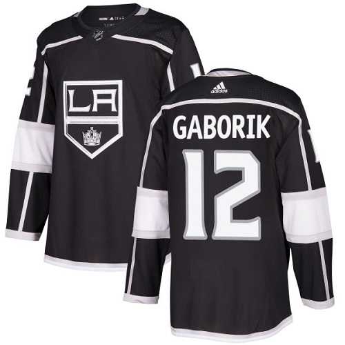 Men's Adidas Los Angeles Kings #12 Marian Gaborik Black Home Authentic Stitched NHL Jersey