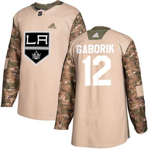 Men's Adidas Los Angeles Kings #12 Marian Gaborik Camo Authentic 2017 Veterans Day Stitched NHL Jersey