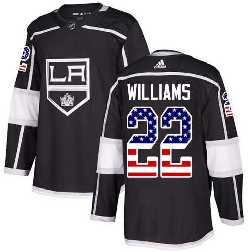 Men's Adidas Los Angeles Kings #22 Tiger Williams Black Home Authentic USA Flag Stitched NHL Jersey