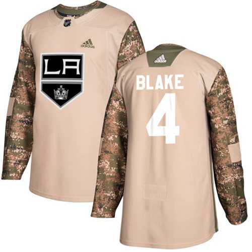 Men's Adidas Los Angeles Kings #4 Rob Blake Camo Authentic 2017 Veterans Day Stitched NHL Jersey
