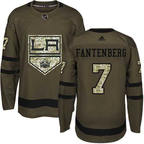 Men's Adidas Los Angeles Kings #7 Oscar Fantenberg Green Salute to Service Stitched NHL Jersey