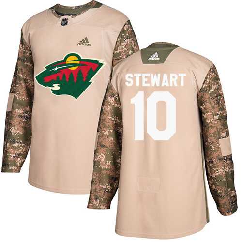 Men's Adidas Minnesota Wild #10 Chris Stewart Camo Authentic 2017 Veterans Day Stitched NHL Jersey