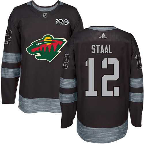 Men's Adidas Minnesota Wild #12 Eric Staal Black 1917-2017 100th Anniversary Stitched NHL Jersey